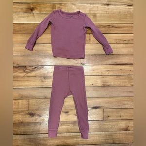 Noble Organic Waffle Jammies Set In Dusty Rose, Size 3Y